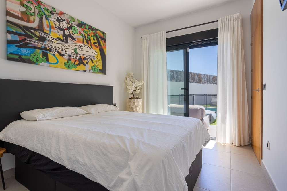 Torrevieja,,Spain,8,April,2025:,Bright,Bedroom,With,Direct,Garden